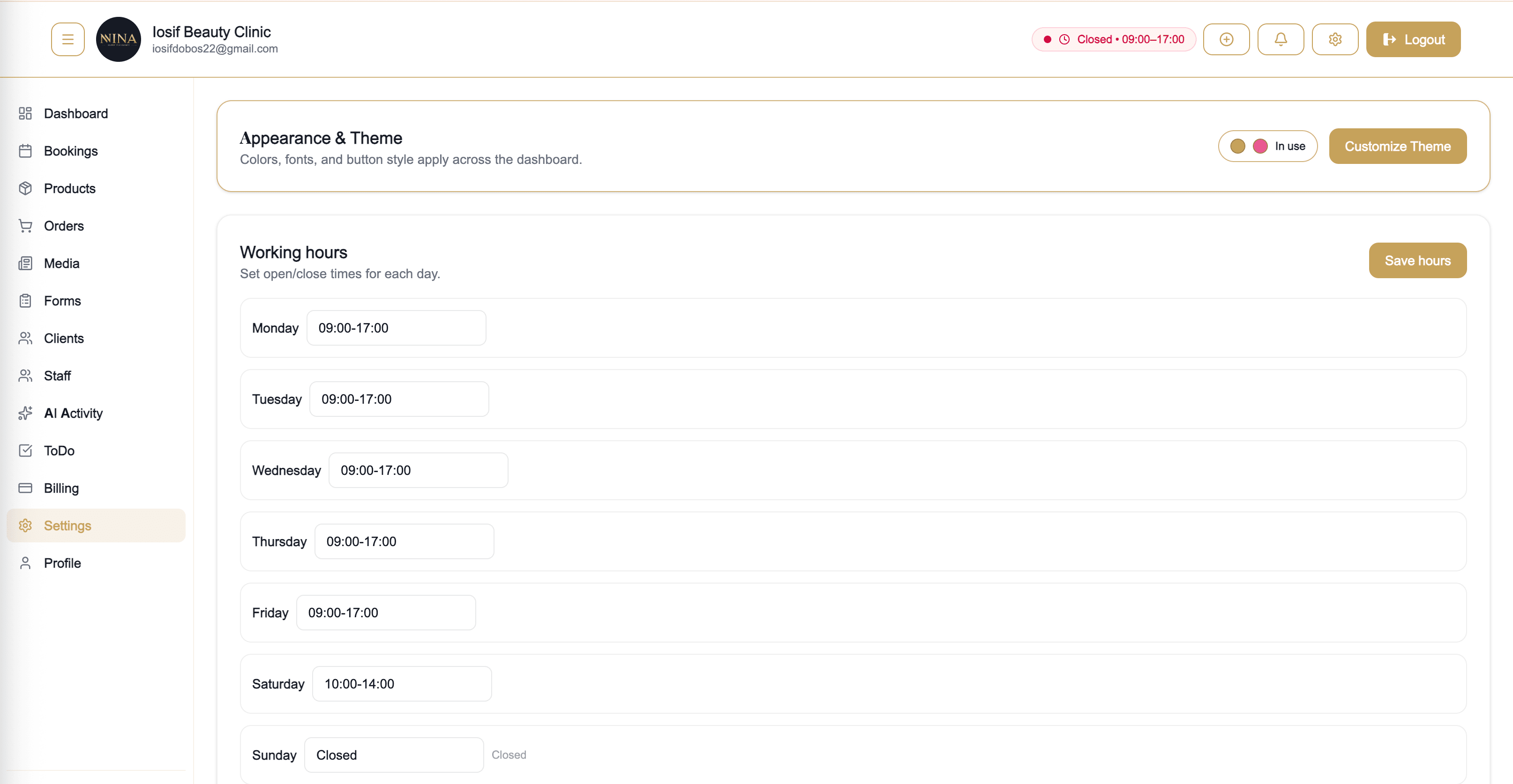 Security and settings preview